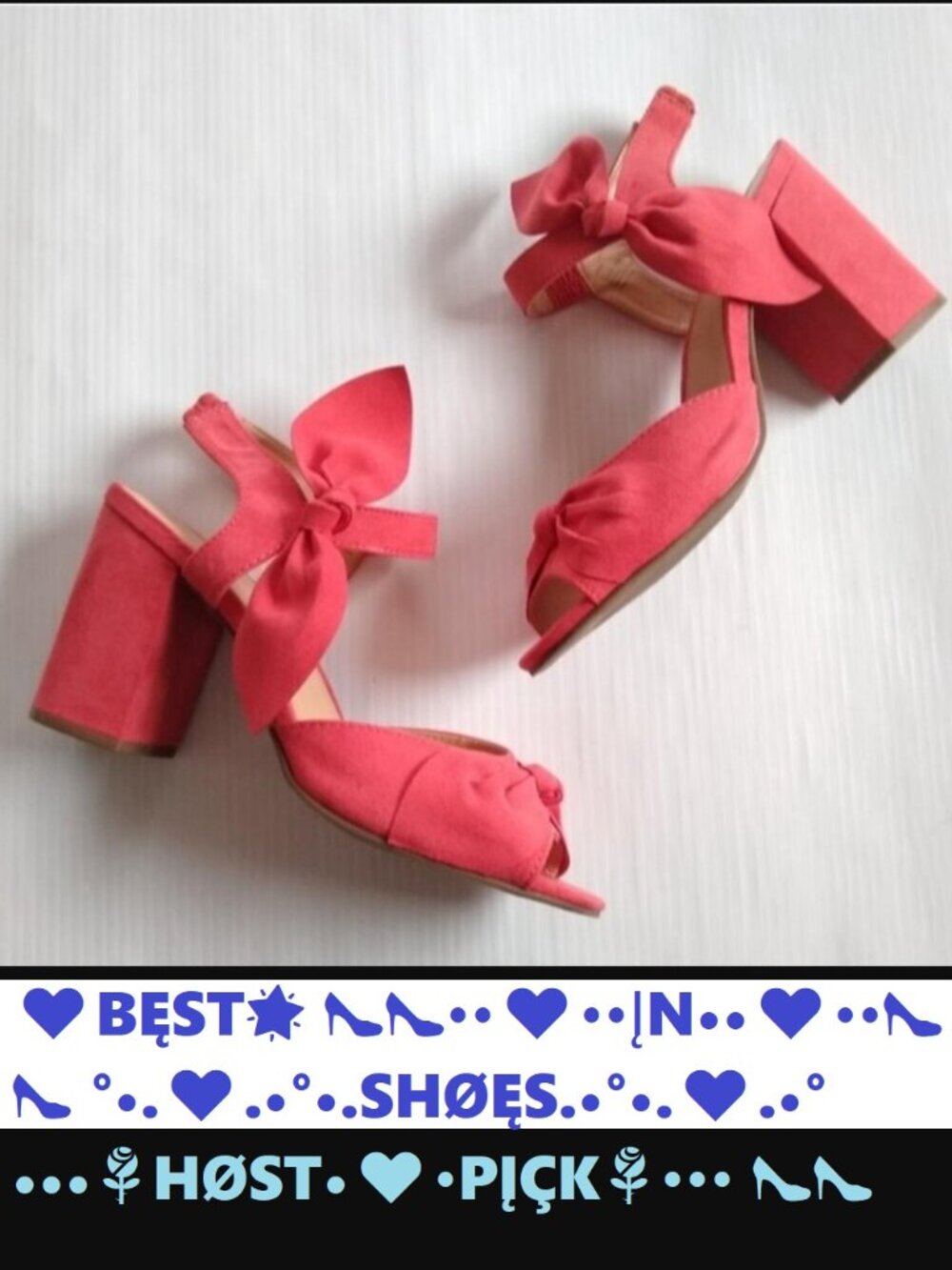 ** London Rag Soft Coral Loren Suede Platform Chunky Heels w/ Trendy Bow Accents